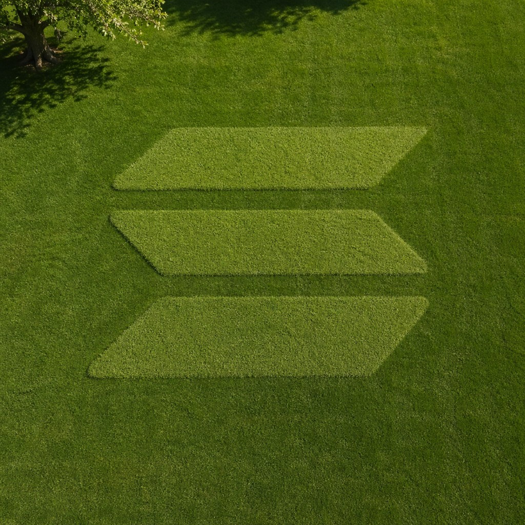 Grass shaped logo on lawn